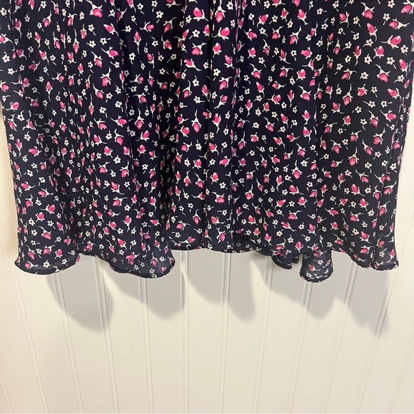 Lauren Ralph Lauren Georgette French Navy Pink Floral Fit and Flare Dress size 2 - Picture 10 of 16